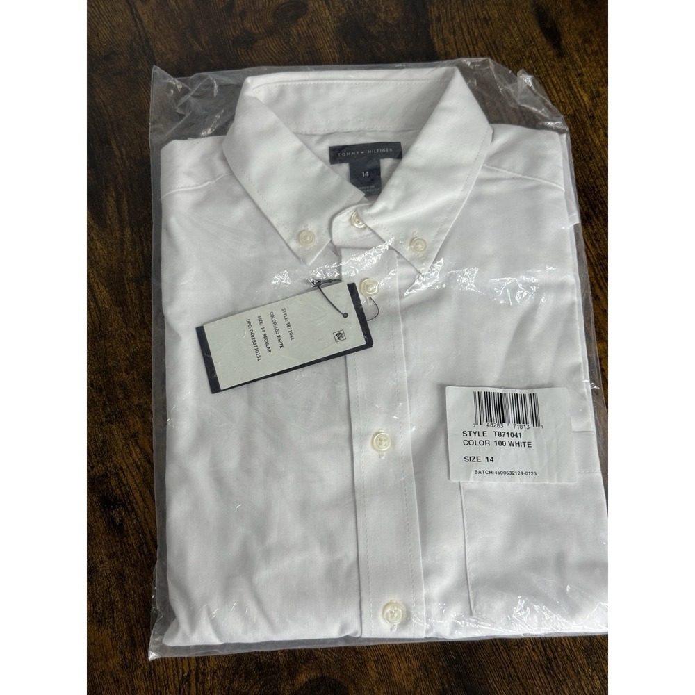 Tommy Hilfiger Boys White Dress Shirt Size 14 NWT Button Down Long Sleeve